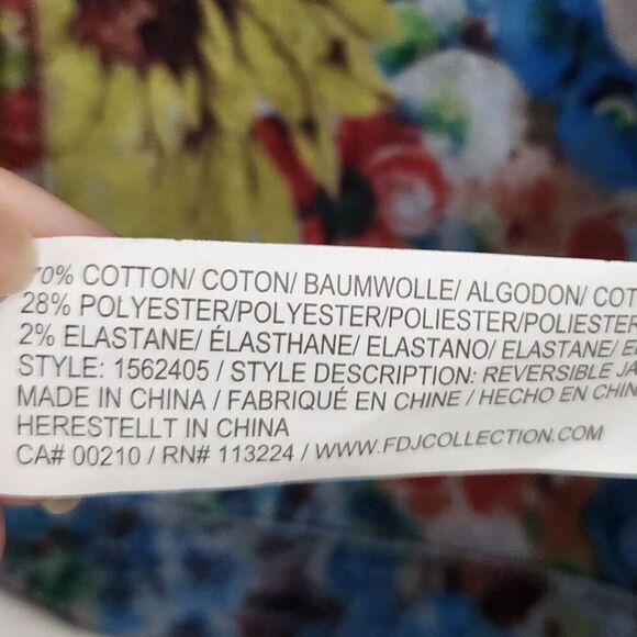 FDJ‎ French Dressing Jeans Jacket Womens Small Blue Reversible Floral Stretch - Picture 4 of 10